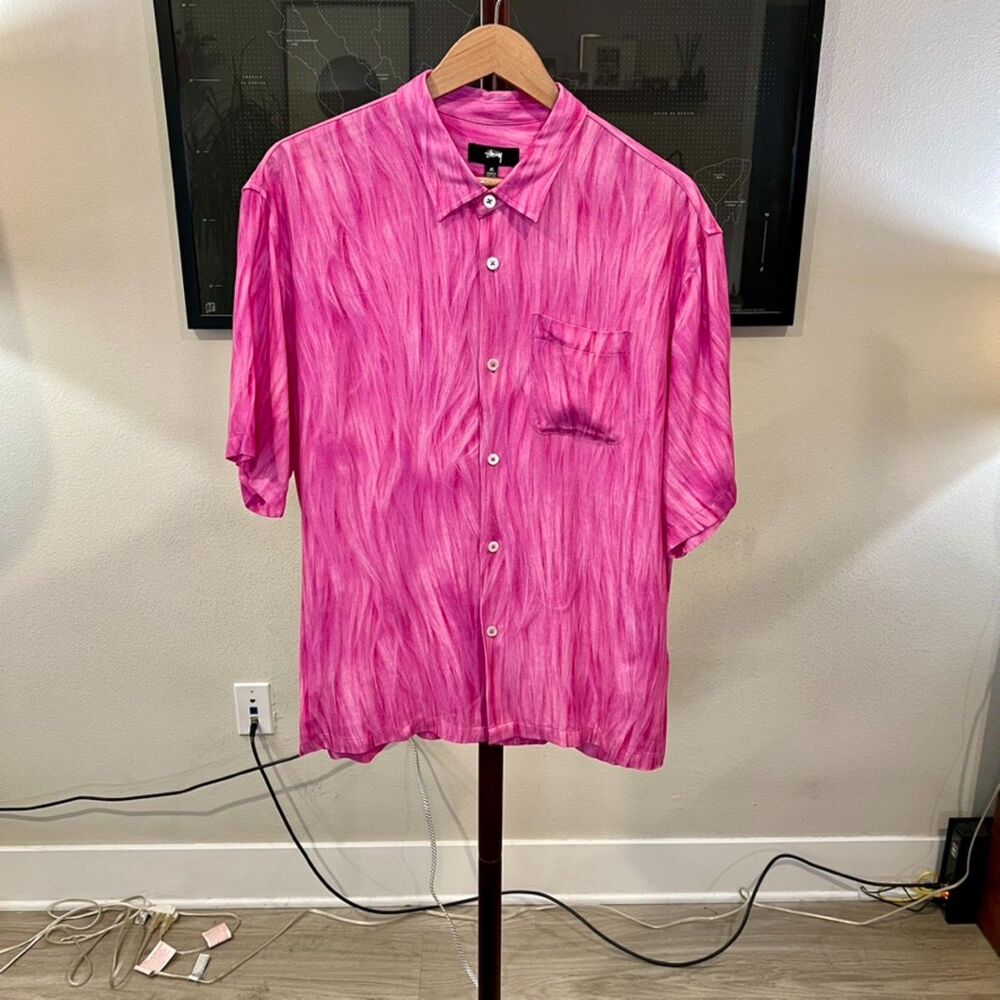Stussy (Japan) - Fur Print Short Sleeve Shirt (#1110282) - Pink